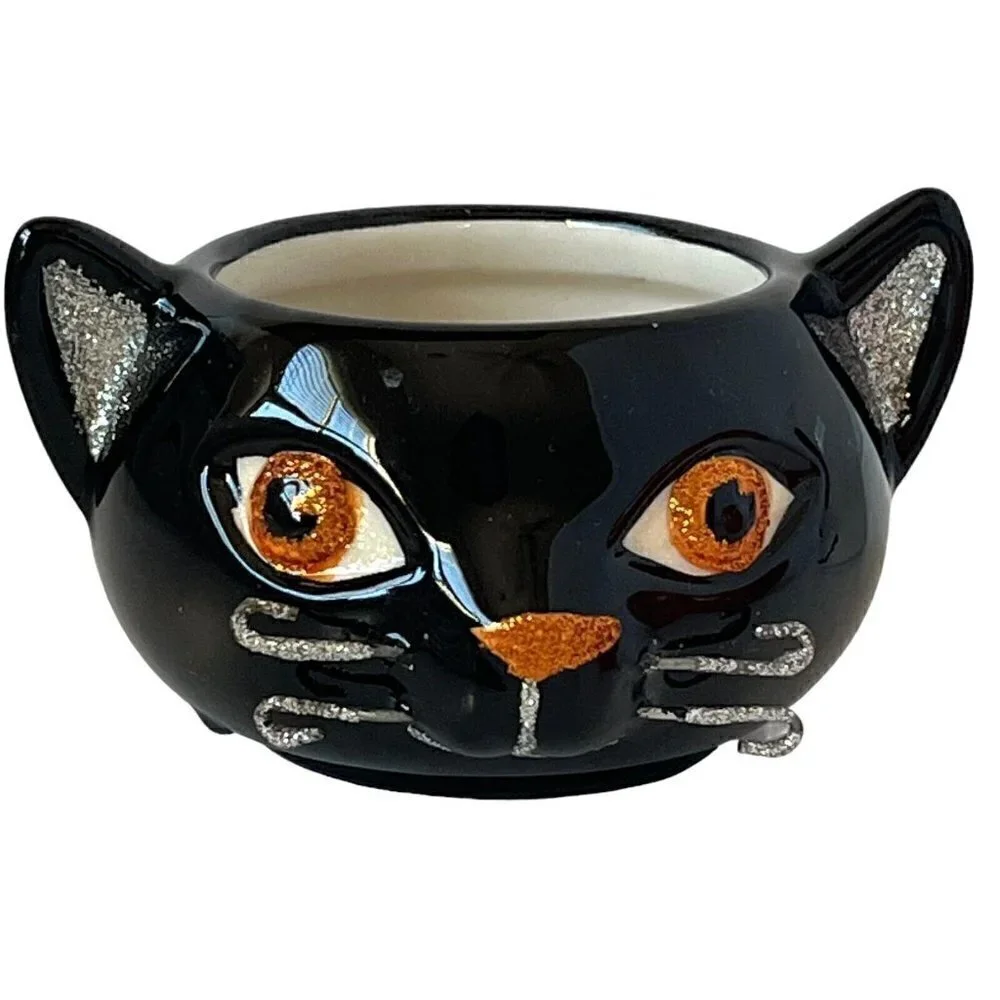 Hallmark Spooky Tea Light Candle Holder Set Cat Pumpkin Skull Figural Halloween